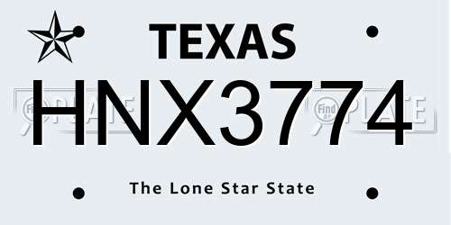 HNX3774 Texas License Plate
