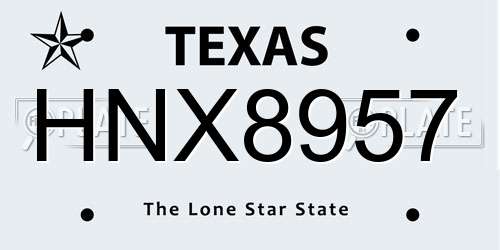 HNX8957 Texas License Plate