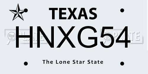 HNXG54 Texas License Plate