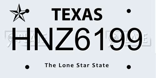 HNZ6199 Texas License Plate