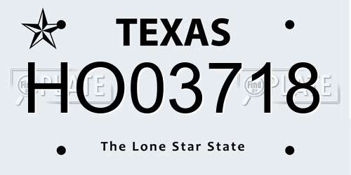 HO03718 Texas License Plate