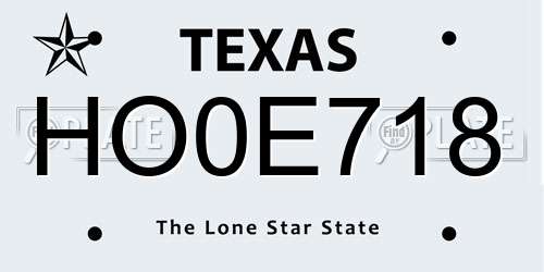HO0E718 Texas License Plate