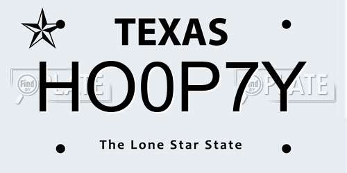 HO0P7Y Texas License Plate