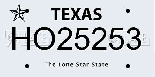 HO25253 Texas License Plate