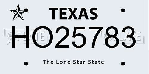HO25783 Texas License Plate