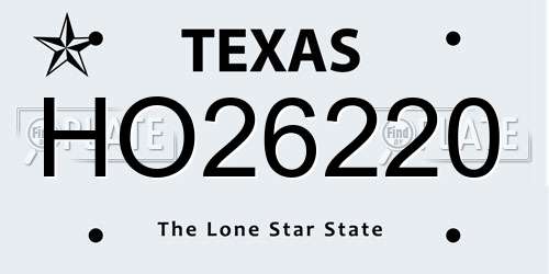 HO26220 Texas License Plate