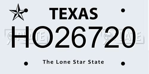 HO26720 Texas License Plate
