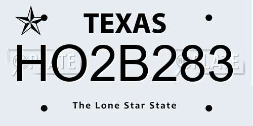 HO2B283 Texas License Plate