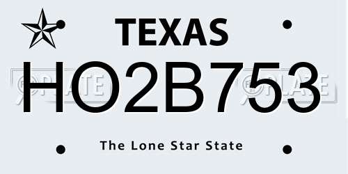 HO2B753 Texas License Plate