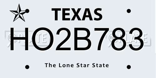 HO2B783 Texas License Plate