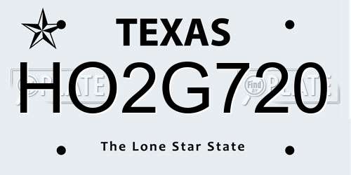 HO2G720 Texas License Plate