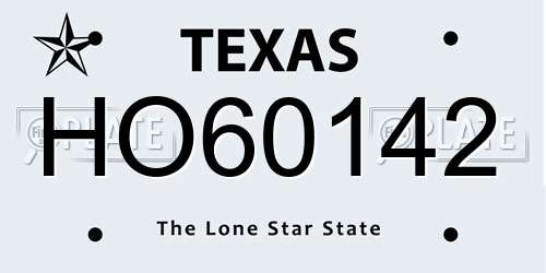 HO60142 Texas License Plate