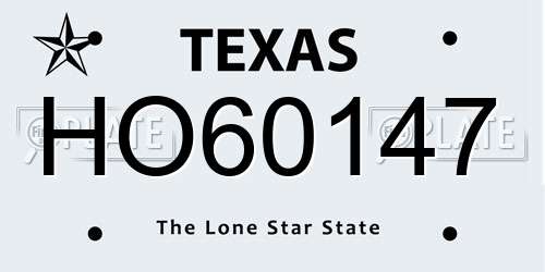 HO60147 Texas License Plate