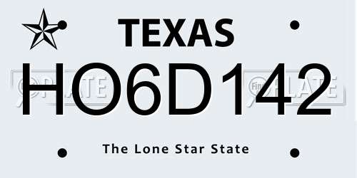 HO6D142 Texas License Plate
