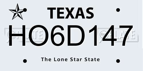 HO6D147 Texas License Plate