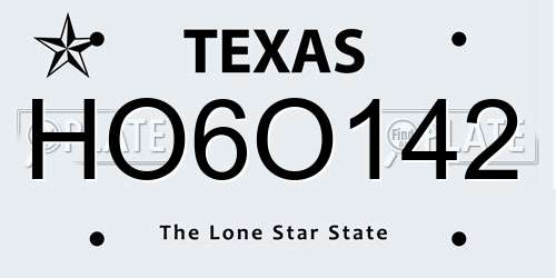 HO6O142 Texas License Plate