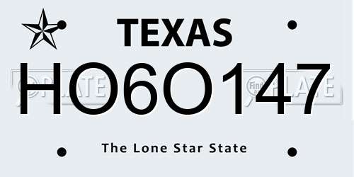 HO6O147 Texas License Plate