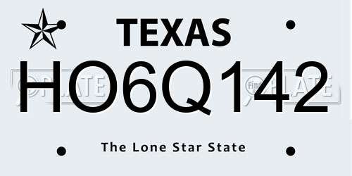 HO6Q142 Texas License Plate