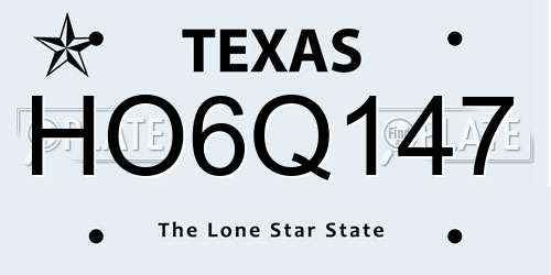 HO6Q147 Texas License Plate