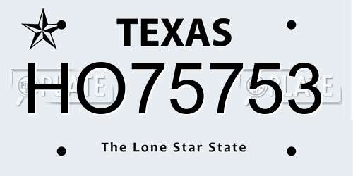 HO75753 Texas License Plate