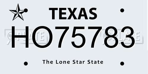 HO75783 Texas License Plate