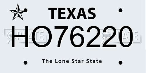 HO76220 Texas License Plate