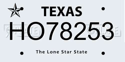 HO78253 Texas License Plate
