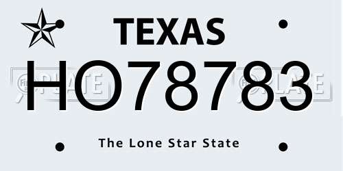 HO78783 Texas License Plate