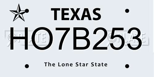 HO7B253 Texas License Plate