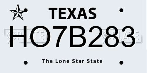 HO7B283 Texas License Plate