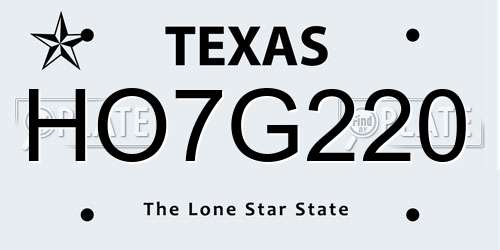 HO7G220 Texas License Plate