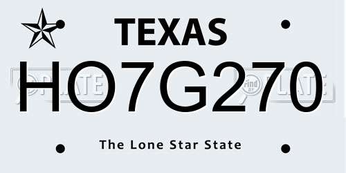 HO7G270 Texas License Plate