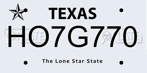 HO7G770 Texas License Plate