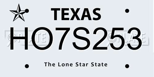 HO7S253 Texas License Plate