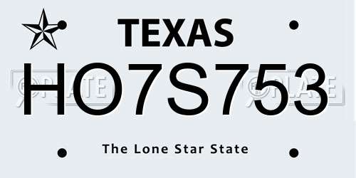 HO7S753 Texas License Plate
