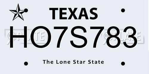 HO7S783 Texas License Plate