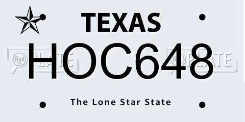 HOC648 Texas License Plate