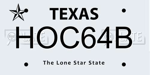 HOC64B Texas License Plate