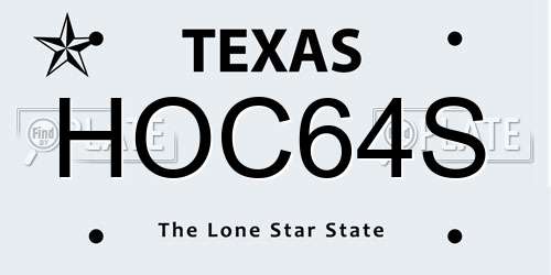 HOC64S Texas License Plate