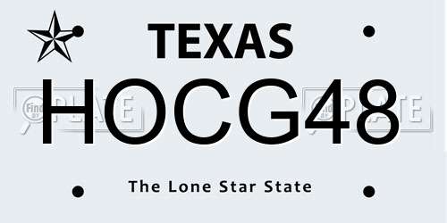 HOCG48 Texas License Plate