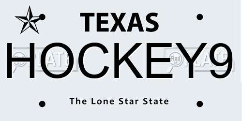 HOCKEY9 Texas License Plate