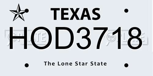 HOD3718 Texas License Plate