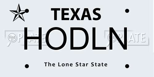 HODLN Texas License Plate
