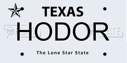 HODOR Texas License Plate