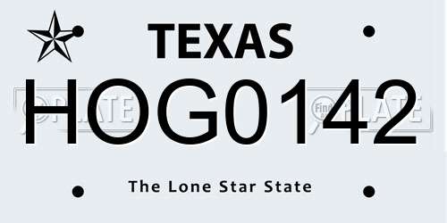 HOG0142 Texas License Plate