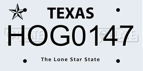 HOG0147 Texas License Plate