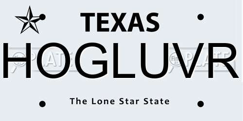 HOGLUVR Texas License Plate