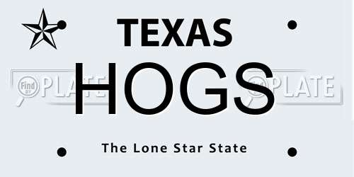 HOGS Texas License Plate