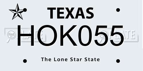 HOK055 Texas License Plate