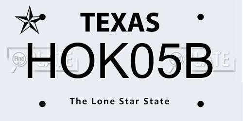 HOK05B Texas License Plate